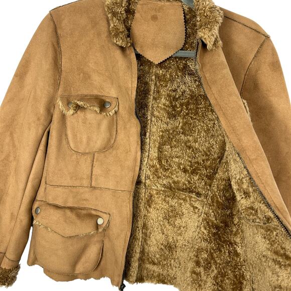 Brown Faux Leather Jacket Size Medium - Picture 3 of 4